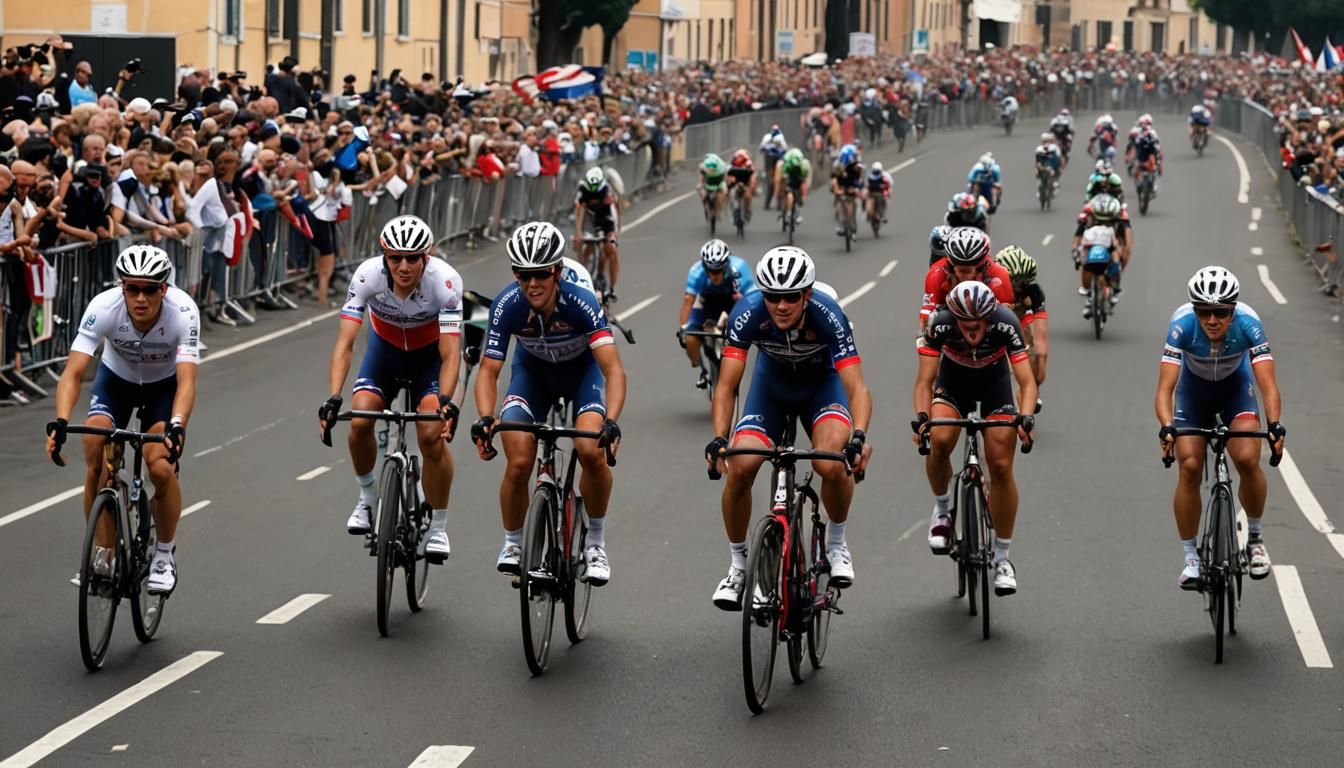 American Cyclist Leads Rome Bike Race: Digital Art