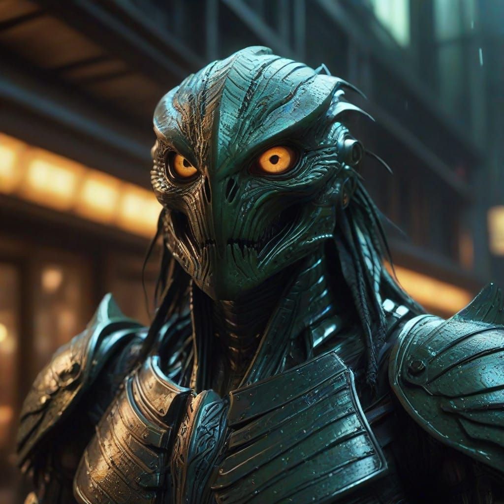 Epic, Half-Humanoid Creature Radiates Neon Light and Avian P...