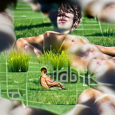 Naked Man on Grass: Sunny Day Parallax
