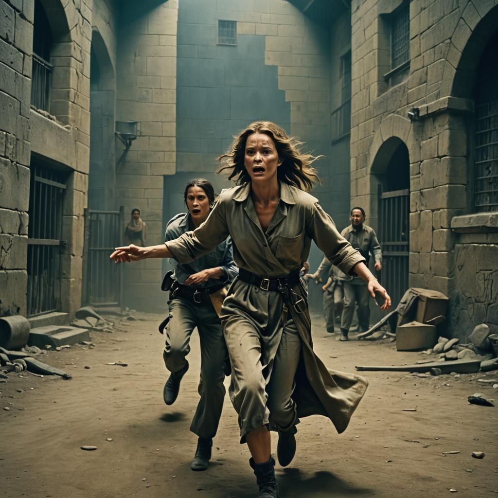 Woman's Dramatic Recapture: Cinematic Film Still