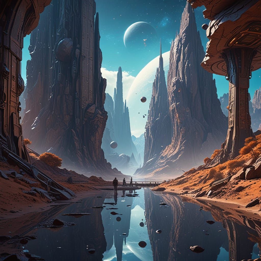 Epic Cosmic Gateway in Vibrant Fantasy Art