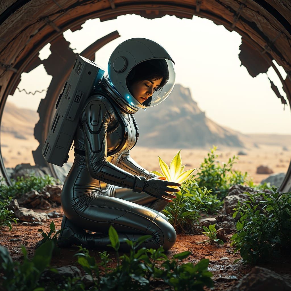 Astronaut on Mars, Biodome, Phosphorescent Plant