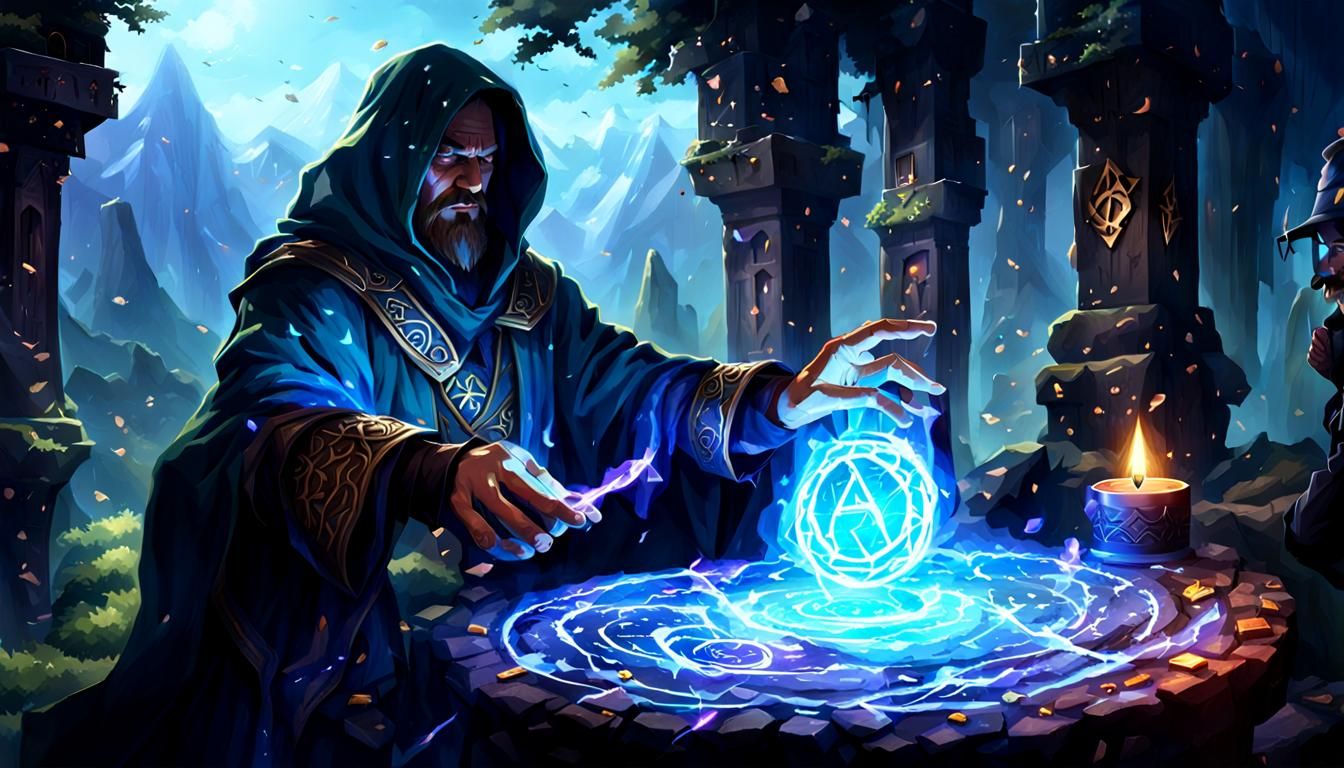 Rune-Caster Casting a Spell