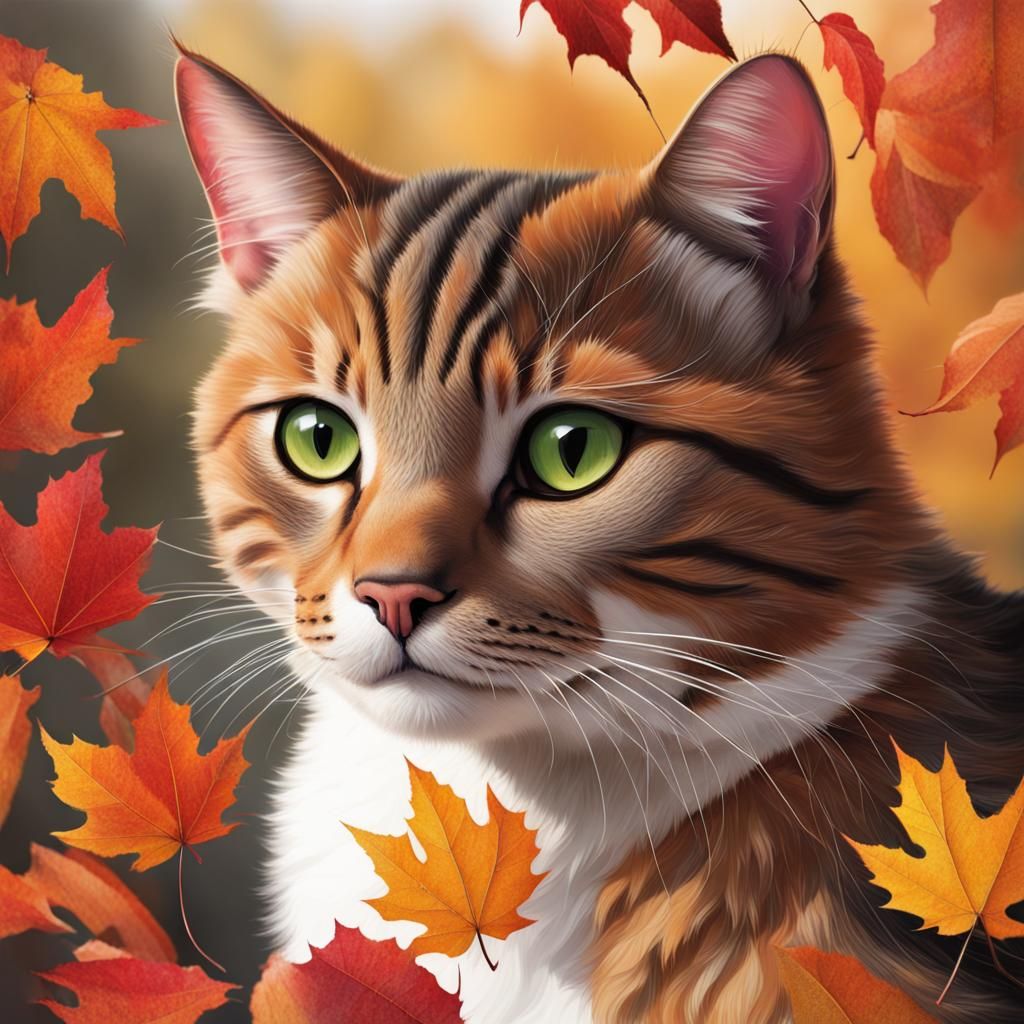 Autumn Cat in a Fall Landscape