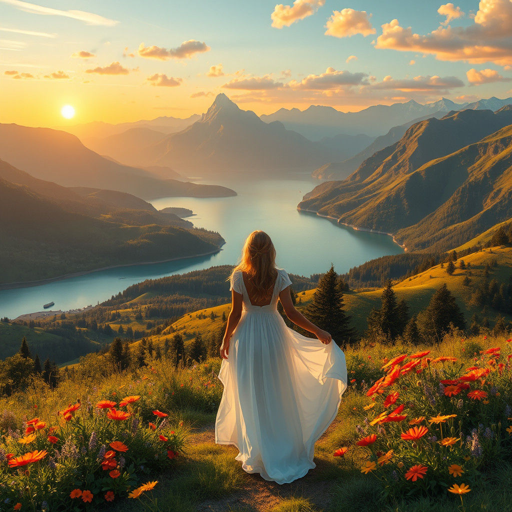 Woman in Landscape, Inspired by Impressionism