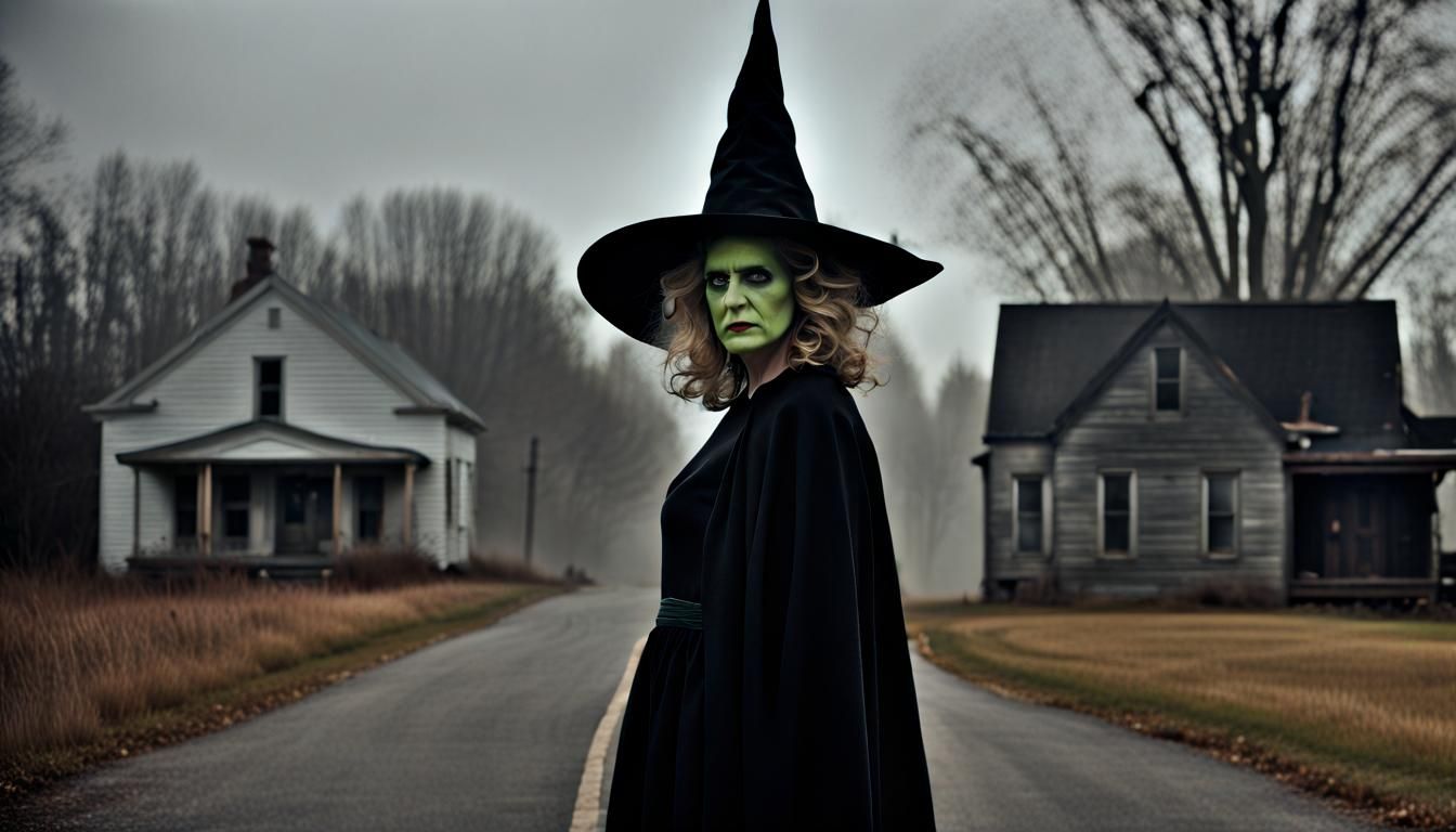 Midwestern Witch in Dark Minimalist Surrealism