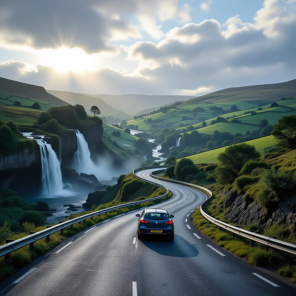 Welsh Valley View from A465 in Hyperrealism