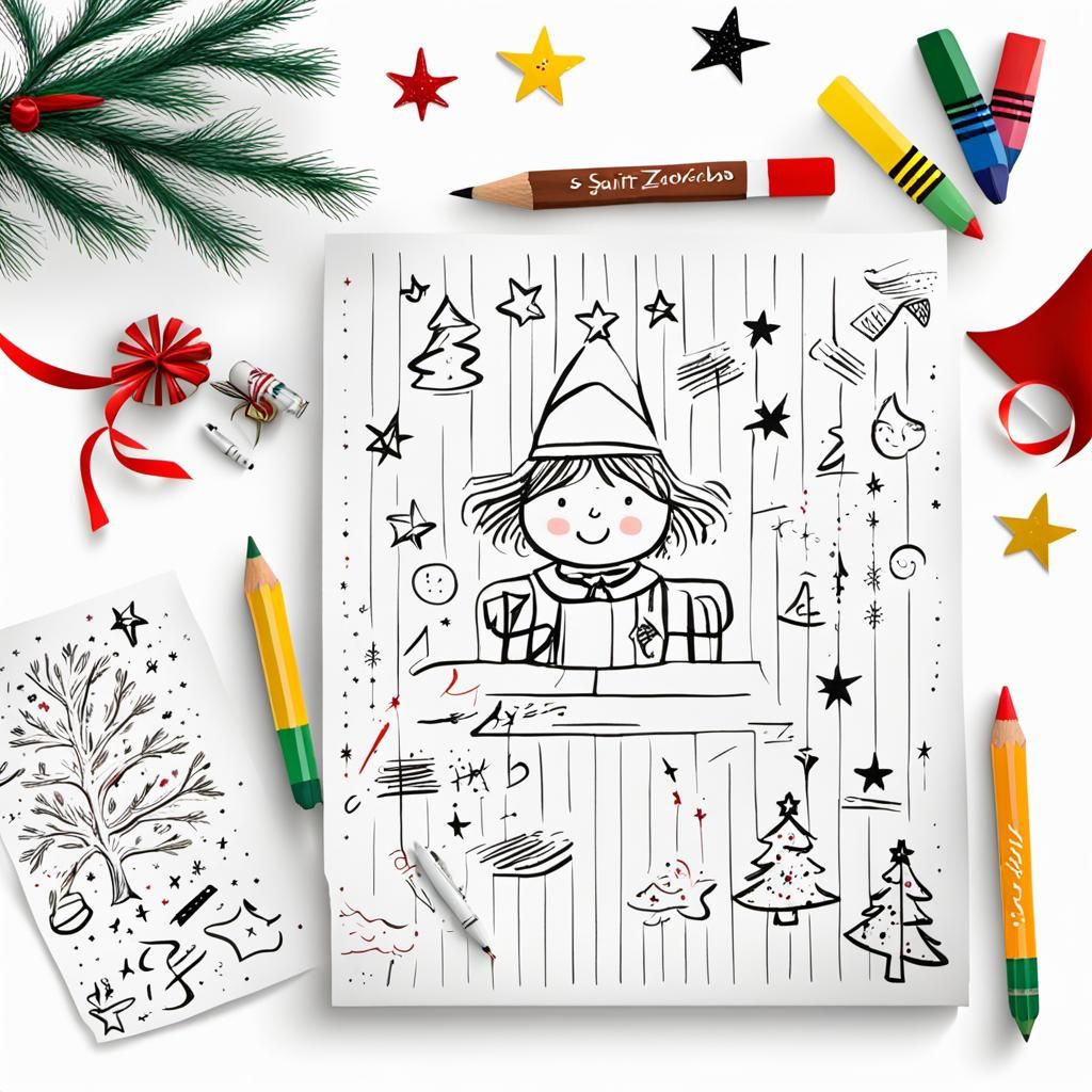 Whimsical Christmas Desk Illustration in Pastel Colors