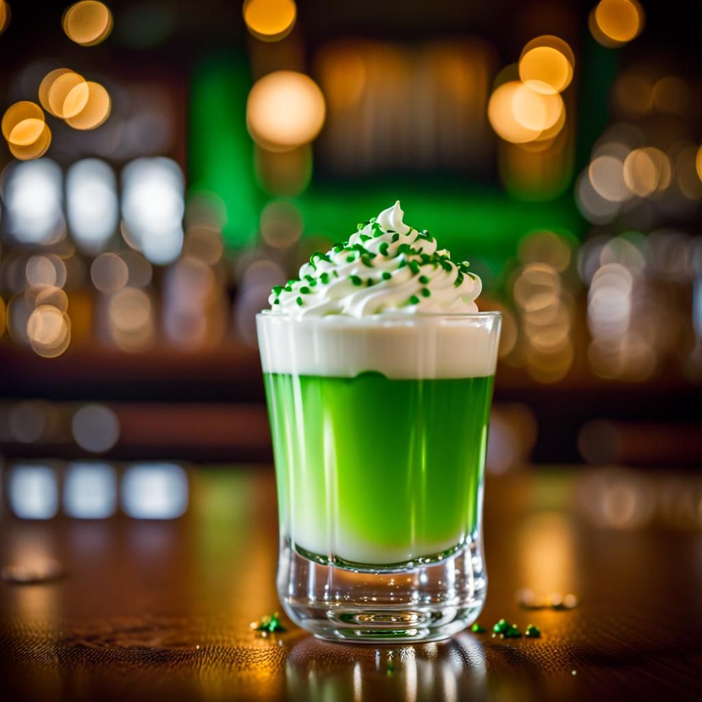 Creamy Green Cocktail Shot with Sprinkles, HDR Photo