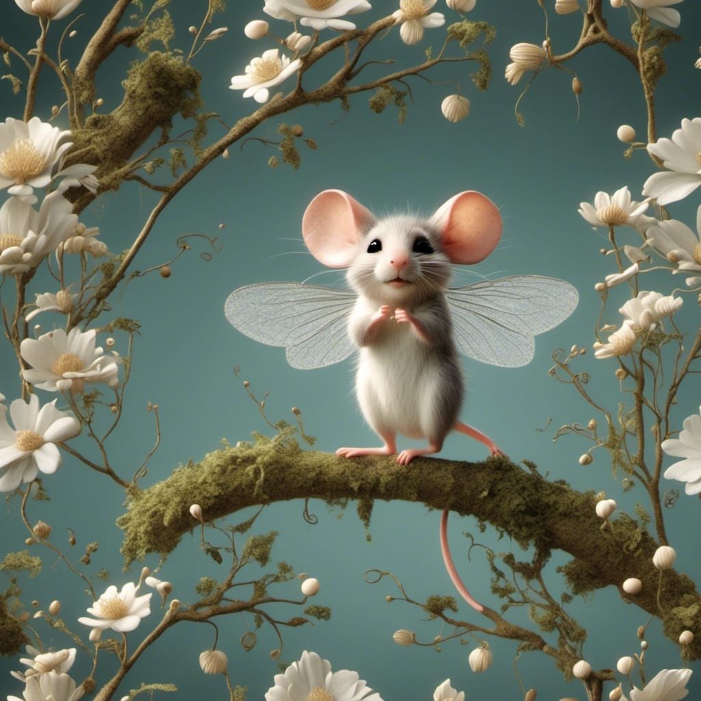 Fairy Mouse in Wooded Glade: Photorealistic Render