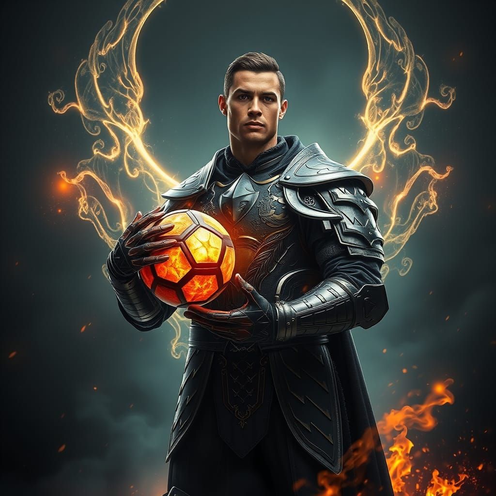 Gothic Knight Cristiano Ronaldo: A Magical Football Hero