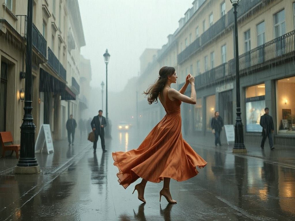 Romantic Waltz in the Rain, Impressionistic Style