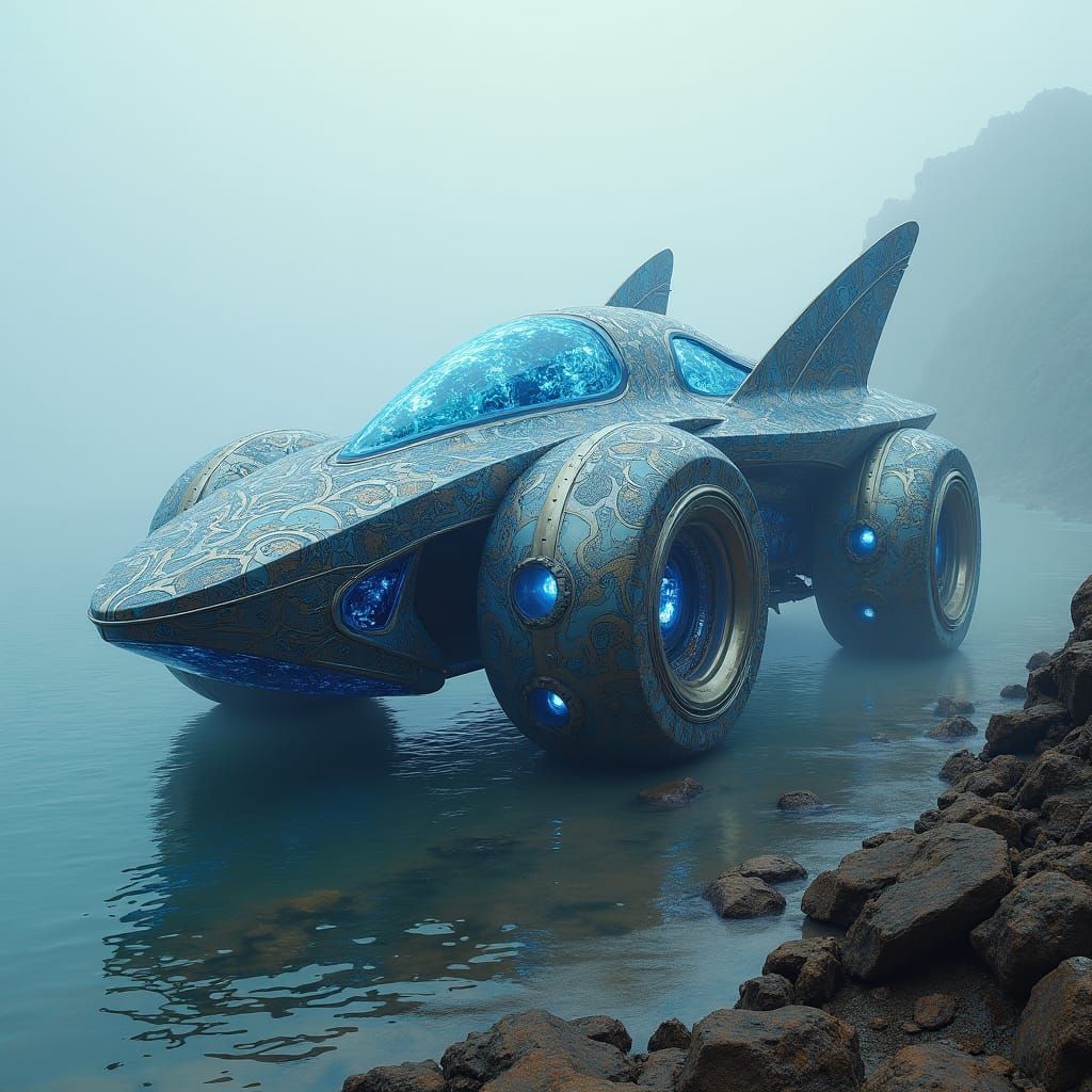 Futuristic Spacecraft Vehicle on Alien Planet