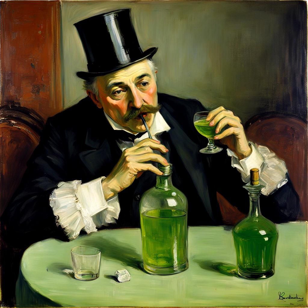 The Drinker: Jean Beraud Style, 1890 Kodak Ektar