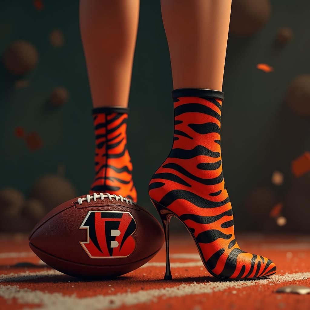 Cincinnati Bengals High Heels in Fantasy Concept Art Style