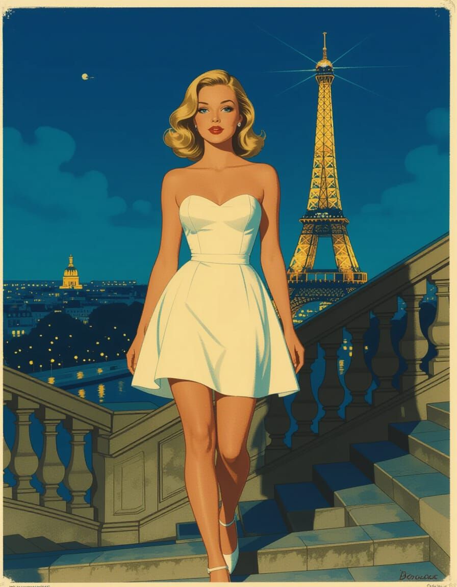 Parisian Woman in Vintage Pinup Style