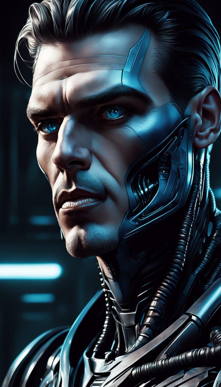 Rugged Digital Portrait in Neo-Noir Style