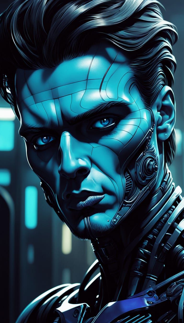 Hyper-Realistic Male Model in Neo-Noir Atmosphere