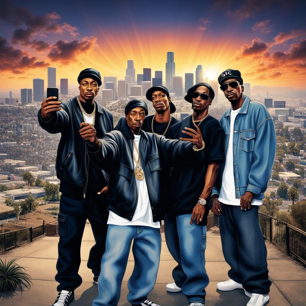 Rappers Selfie in Downtown Los Angeles