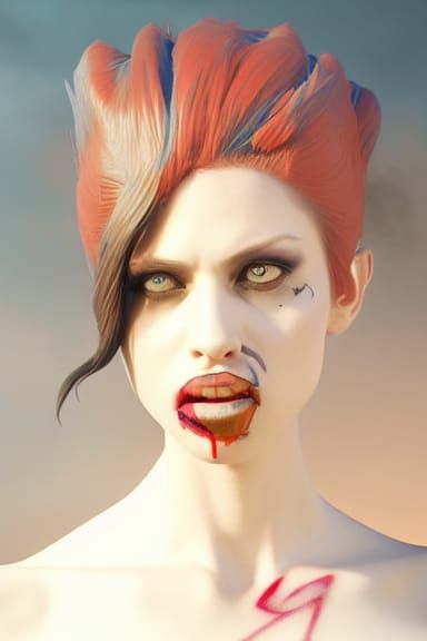 Punk Rocker with Sharp Features in Graffiti Style