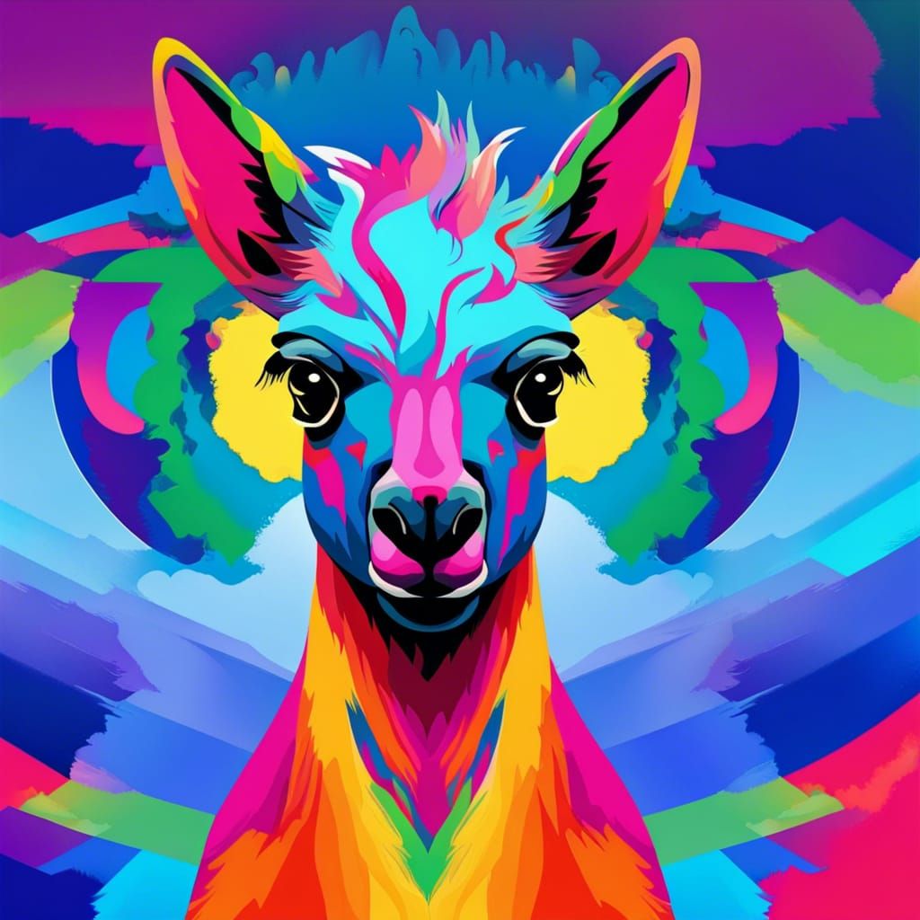 Blue Llama Painter in Pop Art Style