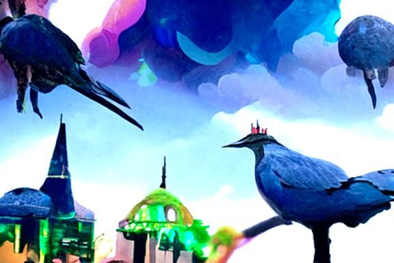 Fantasy Bird Cityscape: A Whimsical AI Creation