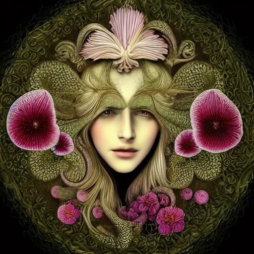 Mesmerizing Orchid Fashion Model in Ernst Haeckel Style