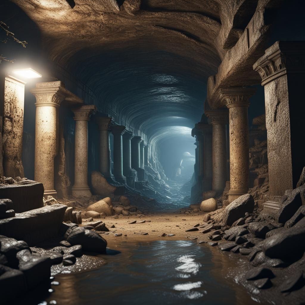 Hyperrealistic Underground Lost City in 8K