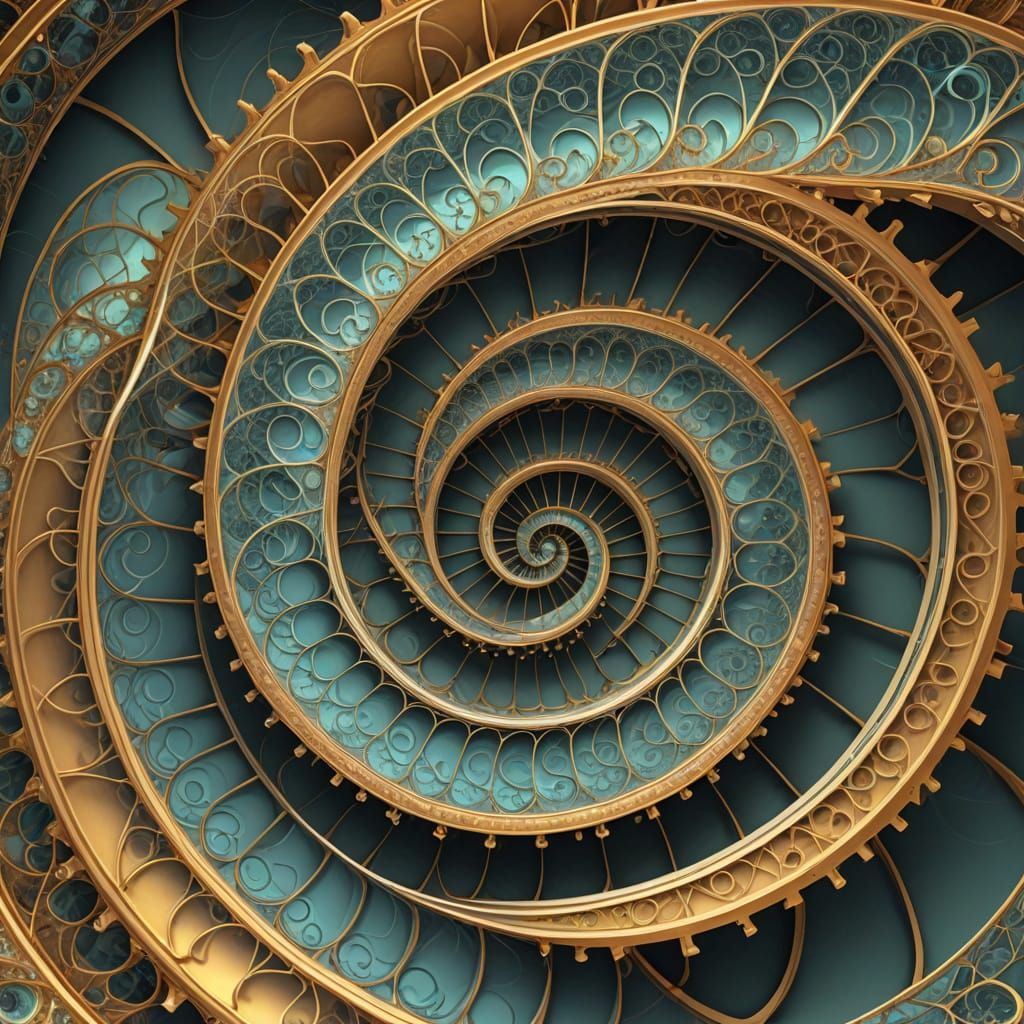 Fibonacci Spirals Abstract Photomontage in Pastel Colors