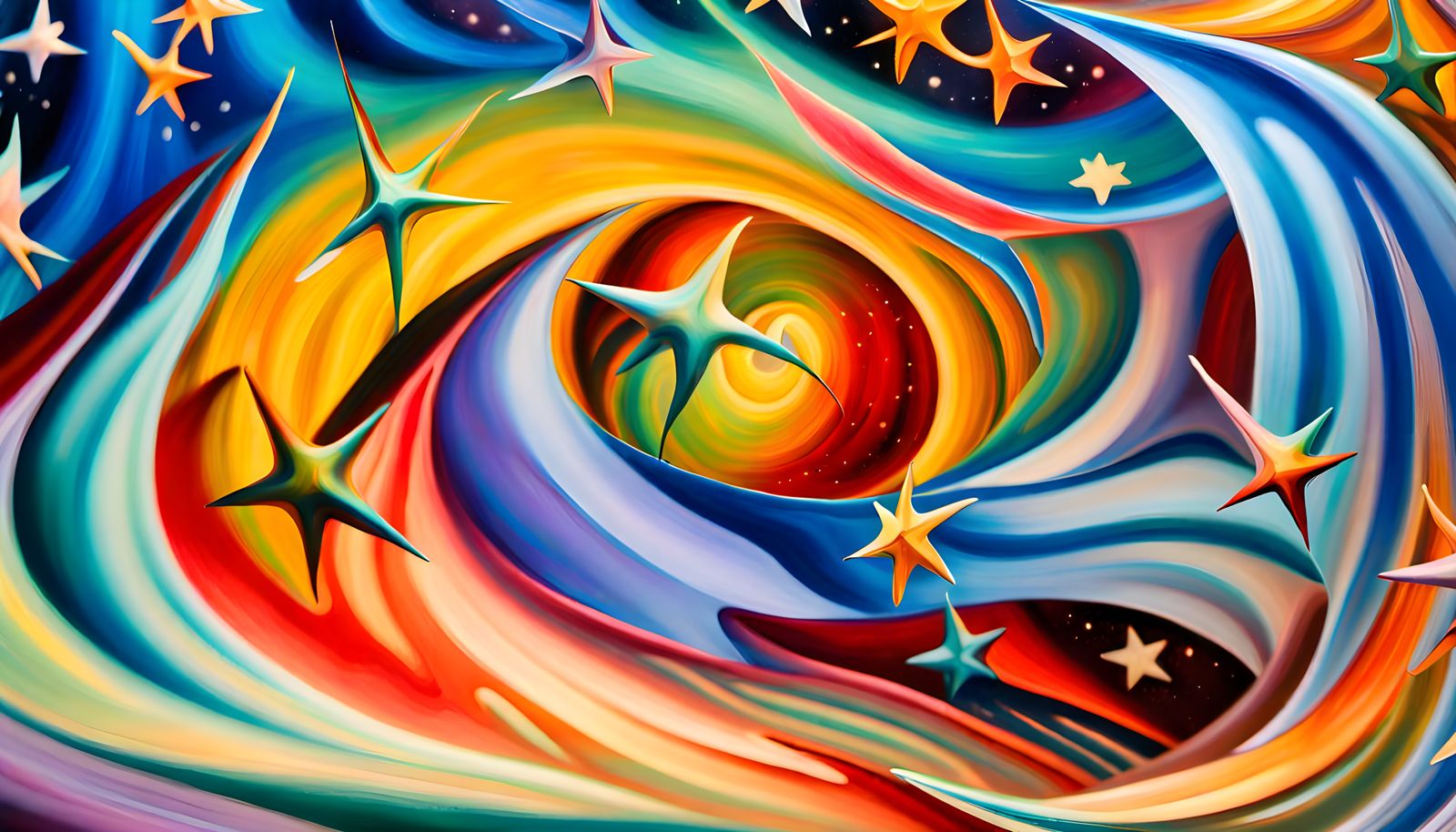 Iridescent Star Cluster Formation in Abstract Expressionism