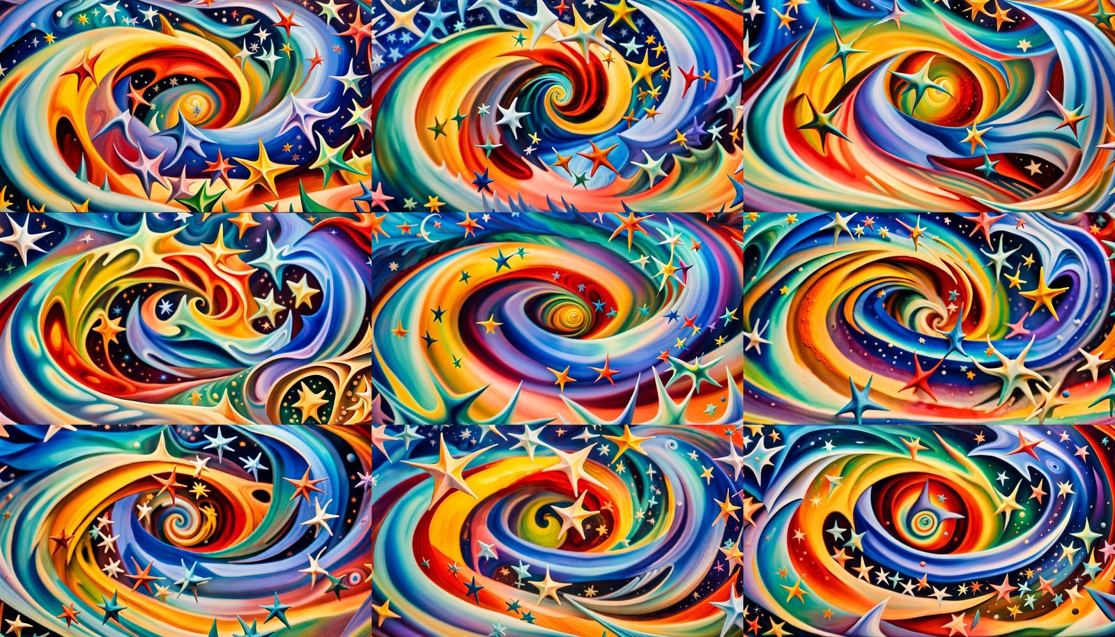 Abstract Star Cluster Formation in Oil Paint Style