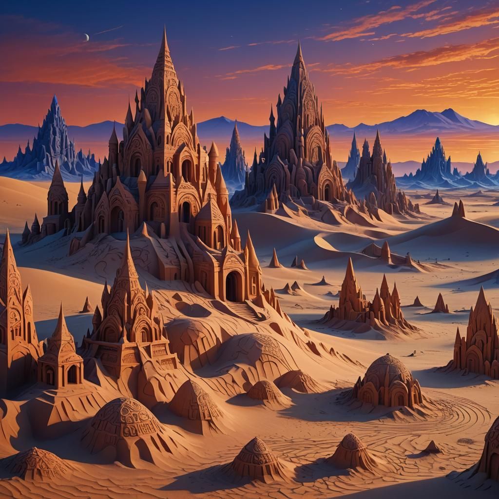 Fantastical Sand Sculptures in Surreal Desert Landscape