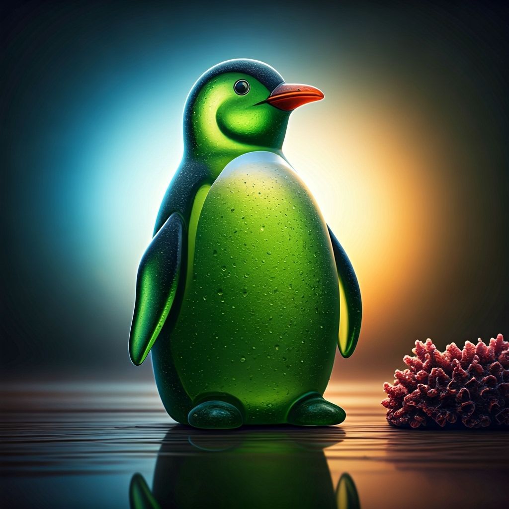 Hyperrealistic Sea Glass Penguin Concept Art