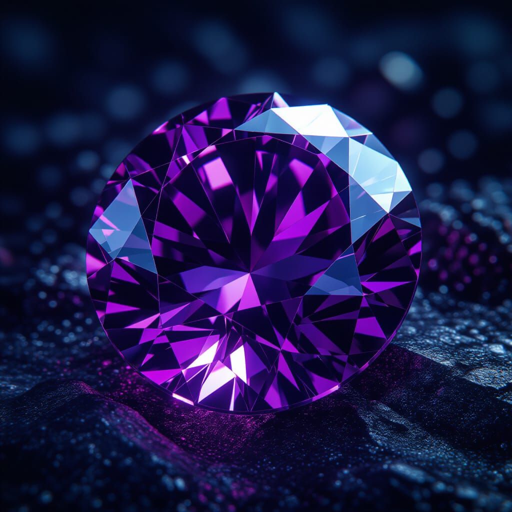 Hyperrealistic Amethyst Gemstone with Glinting Facets