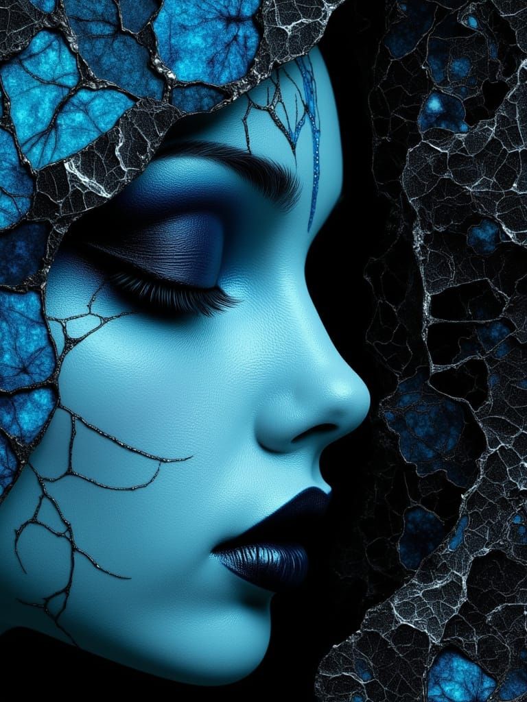 Gothic Surreal Portrait with Porcelain Skin and Ethereal Det...