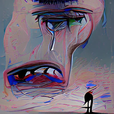 Sad Clown with Smudged Makeup in Digital Art