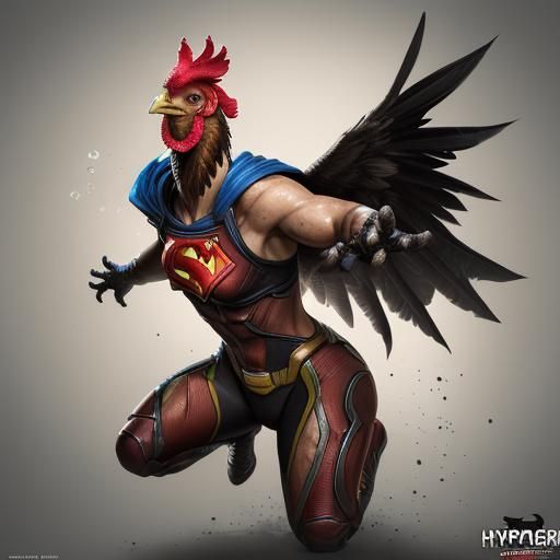 Chicken Superhero in Splash Art Style