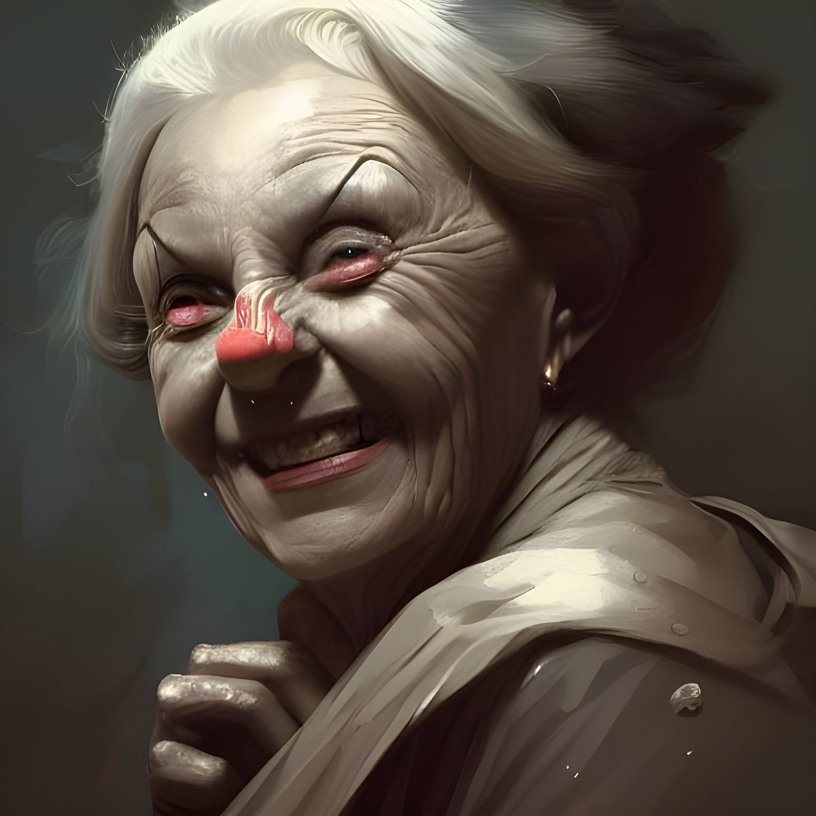 Detailed Portrait of Smiling Woman with Arrow