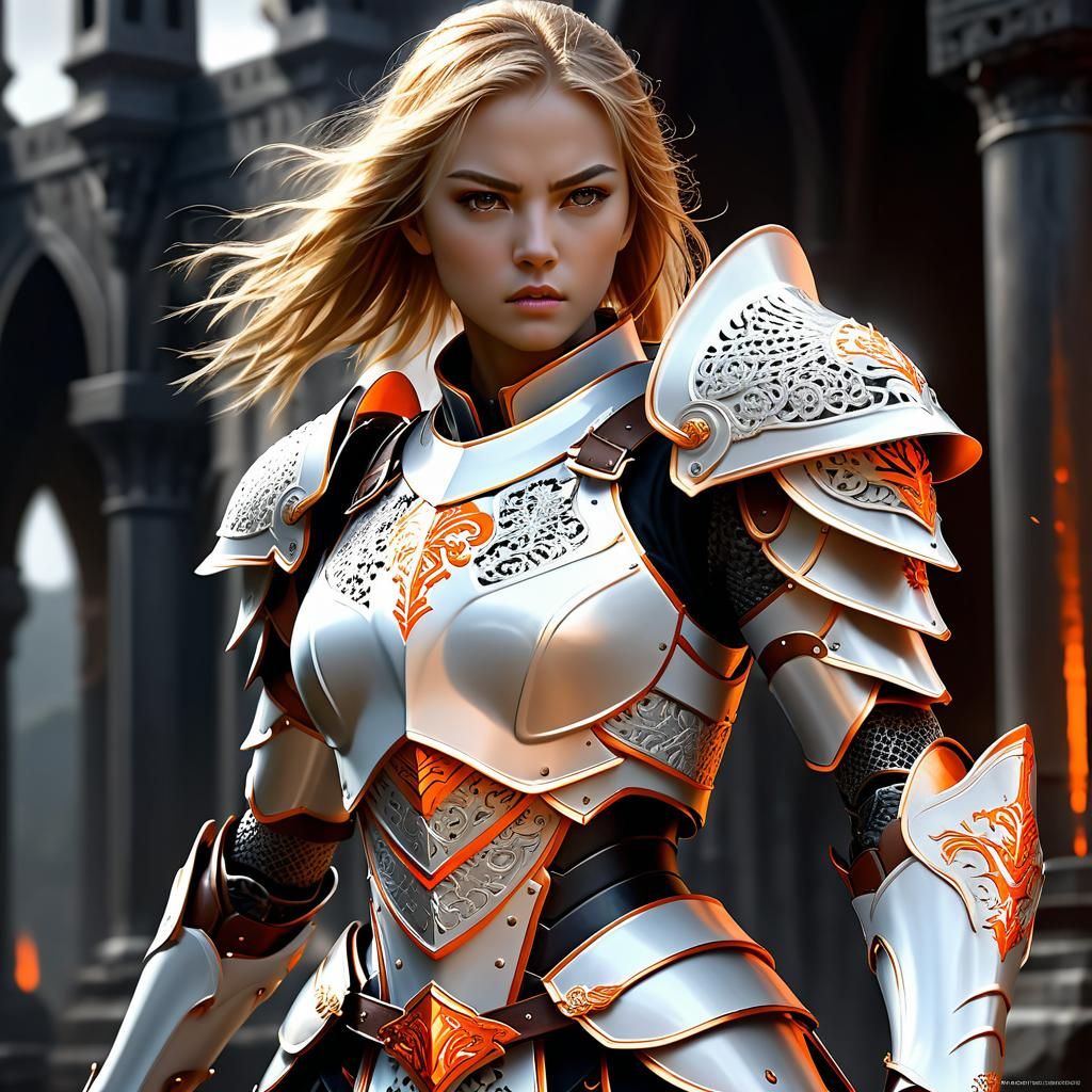 Female Paladin Warrior Charging into Battle as Digital Art