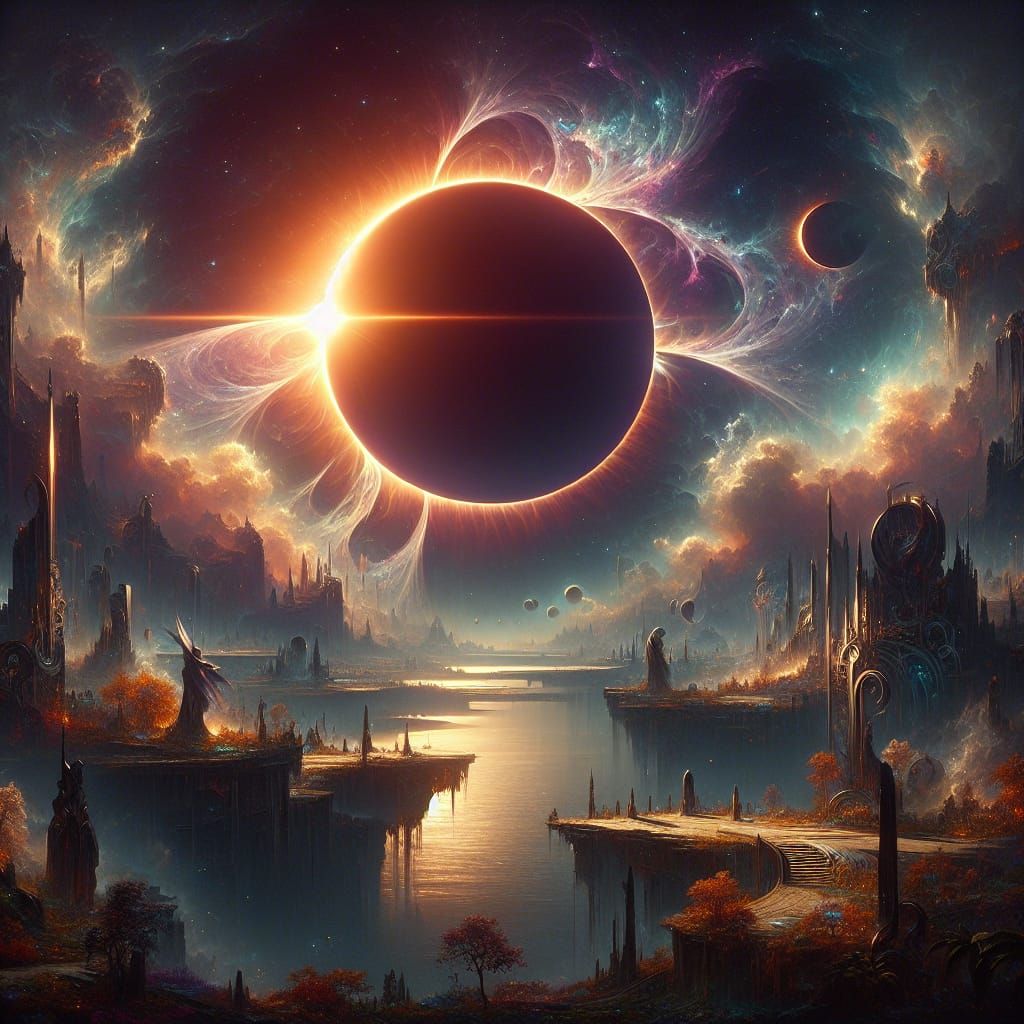 Majestic Solar Eclipse in Detailed Matte Painting