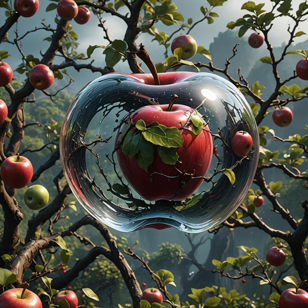See Through Apple in Detailed Matte Painting