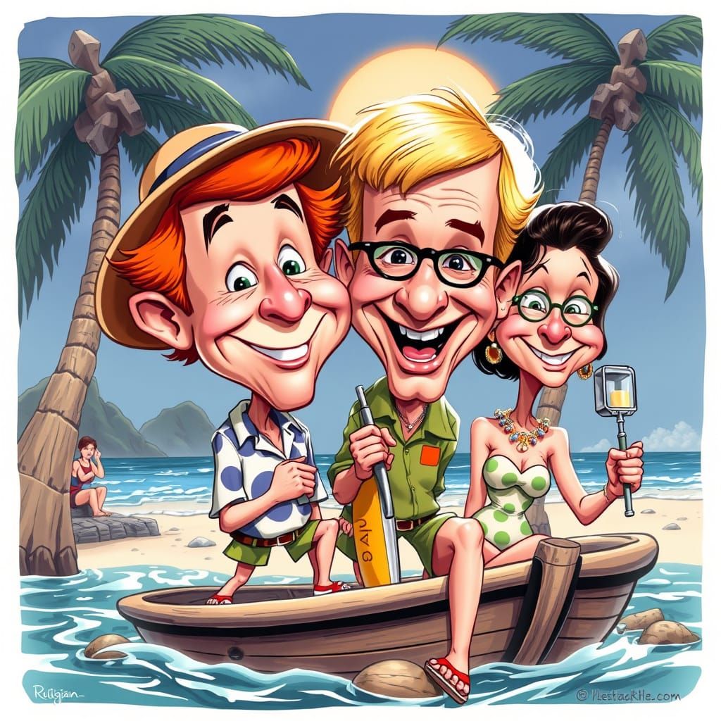 Gilligan's Island Characters in Caricature Style
