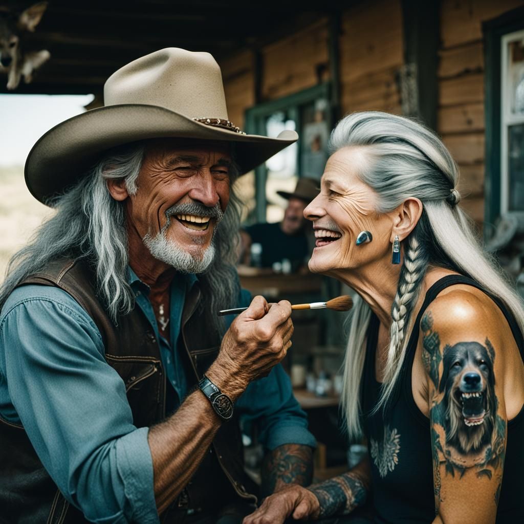 Cowboy Tattoo Artist: Cinematic Film Still
