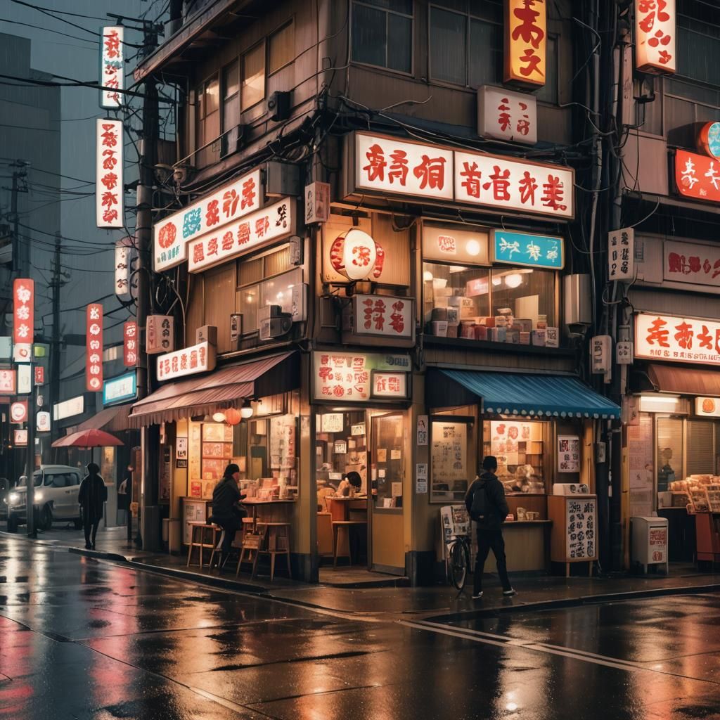 Cozy Japantown Corner Store at Night