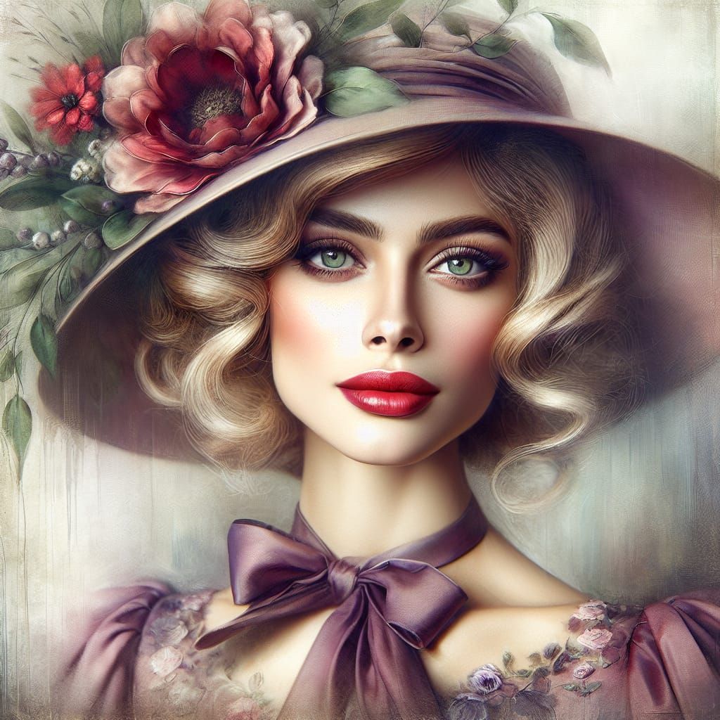 Elegant woman with a romantic vitange style
