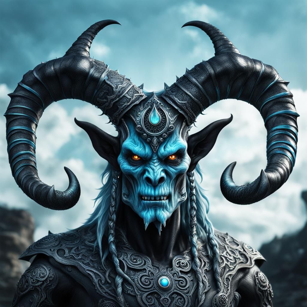 Black Demon Absorbing Souls in Hyperrealistic HDR