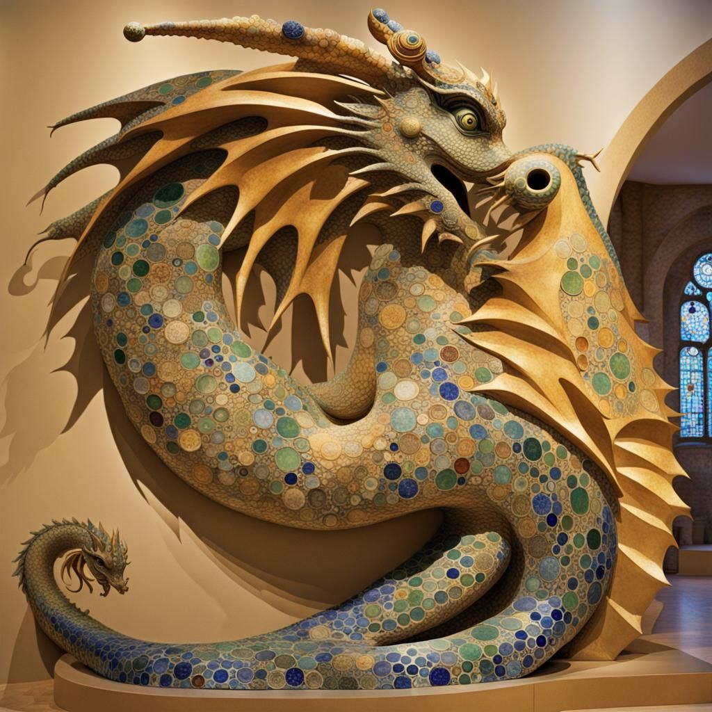 Dragon Design in Klimt and Gaudi Style