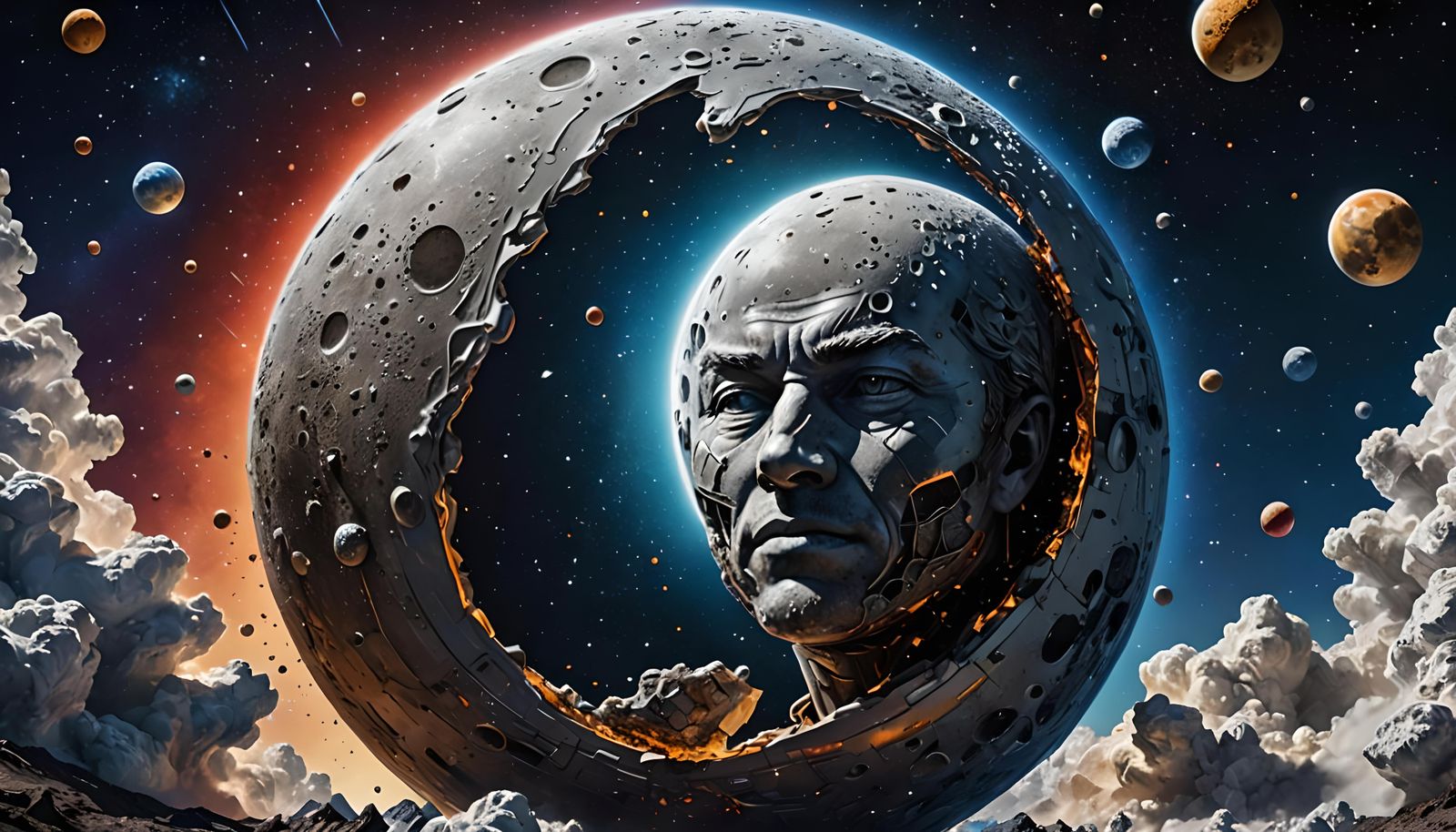 Moon with Advertisements in Hyperrealistic Style