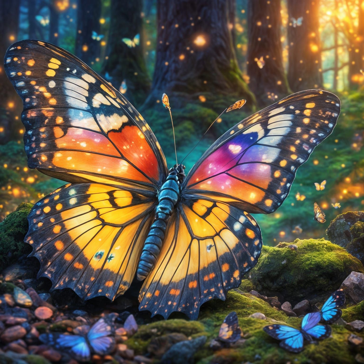 Majestic Butterfly in Enchanted Forest