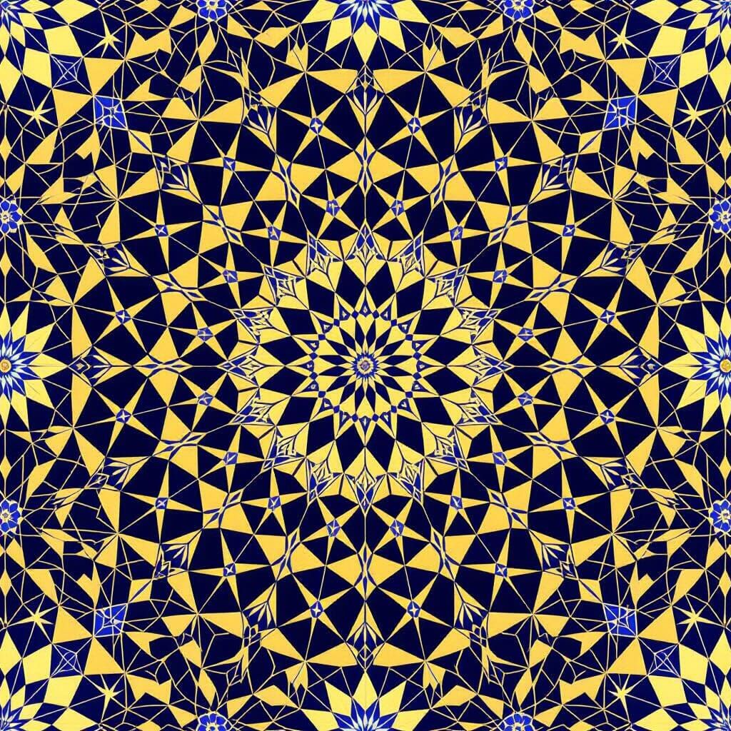 Islamic Geometric Art Kaleidoscope in Radial Symmetry